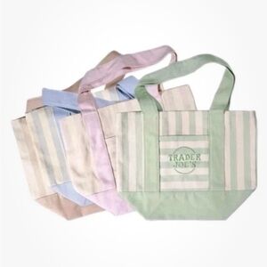 Set of 4 Trader Joes Mini Tote Bag Striped NEW